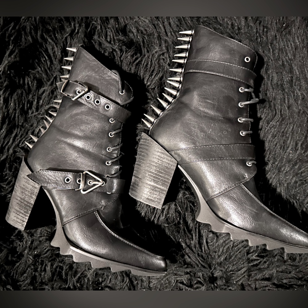 DOLLS KILL WIDOW SPIKED WITCH BOOTIES